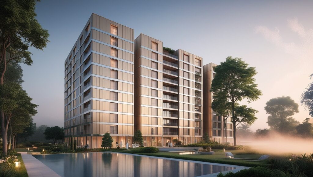 a_serene_Aluminium_Composite_Panel_Residential_Buildin - Bangla ACP - ALCOBOND